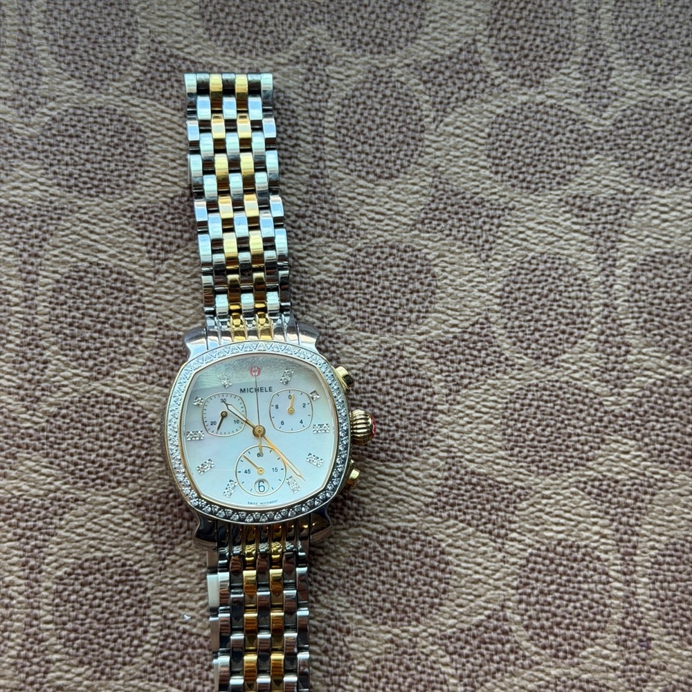 Michele Two-Tone Diamond Accent Chronograph Watch - Silver & Gold